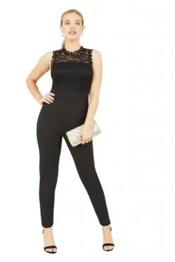 Mela London Black Lace Stretch Fitted Jumpsuit -Liquorish || Yumi Shop L3iaTvR7 13937