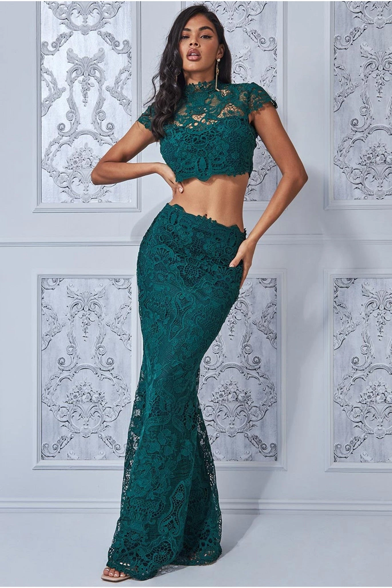 Goddiva Crochet Lace Set - Emerald 5 Goddiva Crochet Lace Set - Emerald - Image 3
