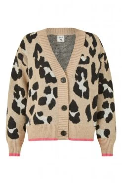 Yumi Beige Oversize Animal Print Intarsia Knitted Cardigan -Liquorish || Yumi Shop O5gVZT7T 14848