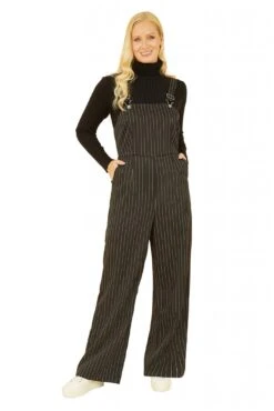 Yumi Black Pinstripe Dungaree Jumpsuit