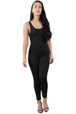 Signage Black Double Layered Sleeveless Jumpsuit