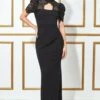 Goddiva Open Back Puffed Lace Top Maxi - Black -Liquorish || Yumi Shop PYVW9hAJ 5668