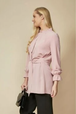 Hoxton Gal Tie Ruffle Neck Top With Tie Waist -Liquorish || Yumi Shop QmDkflYd 9201