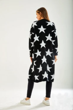 Liquorish Star Pattern Long Cardigan In Black -Liquorish || Yumi Shop SP2TyvUM 13860