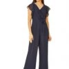 Yumi Navy Wrap Jumpsuit With Ruffle Sleeves -Liquorish || Yumi Shop SVvrPvBx 14828