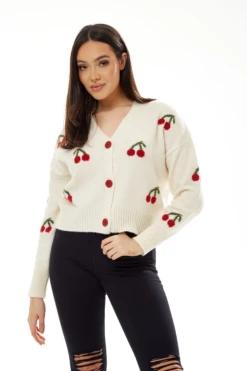 Liquorish Cherry Pattern Cardigan