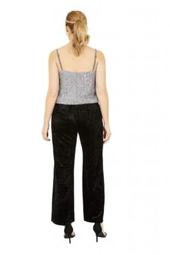 Yumi Black Crinkle Velvet Trousers With Pocket -Liquorish || Yumi Shop T7V8iInr 13945