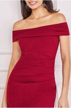 Goddiva Off The Shoulder Maxi With Split - Wine -Liquorish || Yumi Shop TTwKaAM7 6781