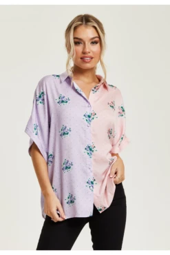 Liquorish Pink And Lilac Floral Print Shirt -Liquorish || Yumi Shop TVspE2de 15638