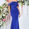 Goddiva One Shoulder Satin Band Maxi Dress - Royal Blue -Liquorish || Yumi Shop To304LI9 10568