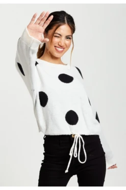 Liquorish Black Polka Dot Jumper In White -Liquorish || Yumi Shop Tw4ydlxR 13057