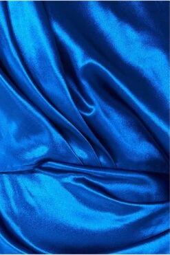 Goddiva Satin Drape Shoulder Wrap Maxi Dress - Royal Blue -Liquorish || Yumi Shop U3MrhWbq 13413