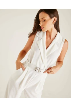 Dusty Pink Lapel Front Sleeveless Jumpsuit | White 9 Dusty Pink Lapel Front Sleeveless Jumpsuit | White -Liquorish || Yumi Shop UbnZkpC2 12197