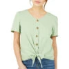 Yumi Green Button Tie Jersey T-shirt -Liquorish || Yumi Shop V2RWFcsE 14886