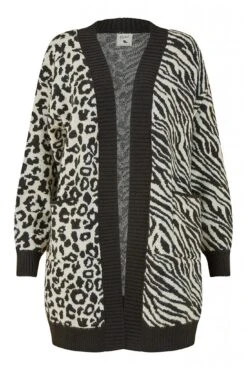 Yumi Black Zebra And Leopard Print Knitted Intarsia Cardigan -Liquorish || Yumi Shop V831FxCk 14849