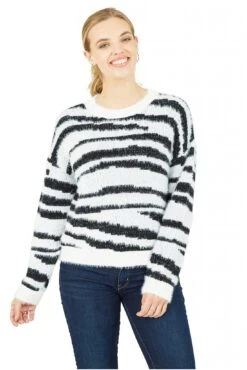 Mela London Zebra Knitted Fluffy Jumper