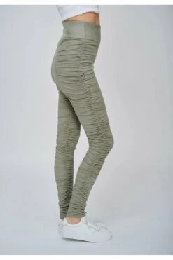 Yan Neo London The Hebe Khaki Ruched Suede-look Leggings -Liquorish || Yumi Shop Xs6wSYCo 6221
