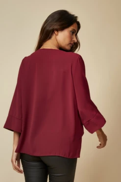 Hoxton Gal Layered Top 3/4 Sleeve With Necklace -Liquorish || Yumi Shop Yl0Rac69 9193