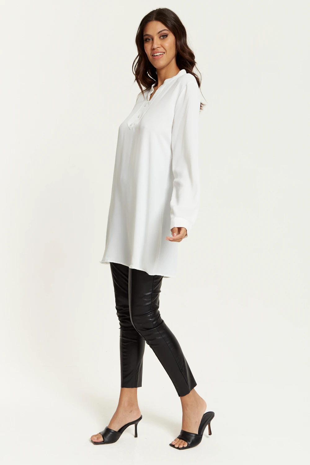 Hoxton Gal Long Sleeves White Tunic With Button Details 6 Hoxton Gal Long Sleeves White Tunic With Button Details - Image 4