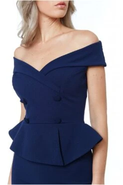 Goddiva Bardot Crossover Maxi Dress - Navy -Liquorish || Yumi Shop ZQiZZy0L 13867