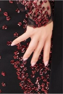 Goddiva Spread On Sequin Maxi Dress - Wine -Liquorish || Yumi Shop aNsdbutP 13092