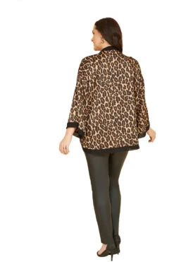 Mela London Brown Plus Size Animal Print Satin Kimono -Liquorish || Yumi Shop bPJ307VR 14862
