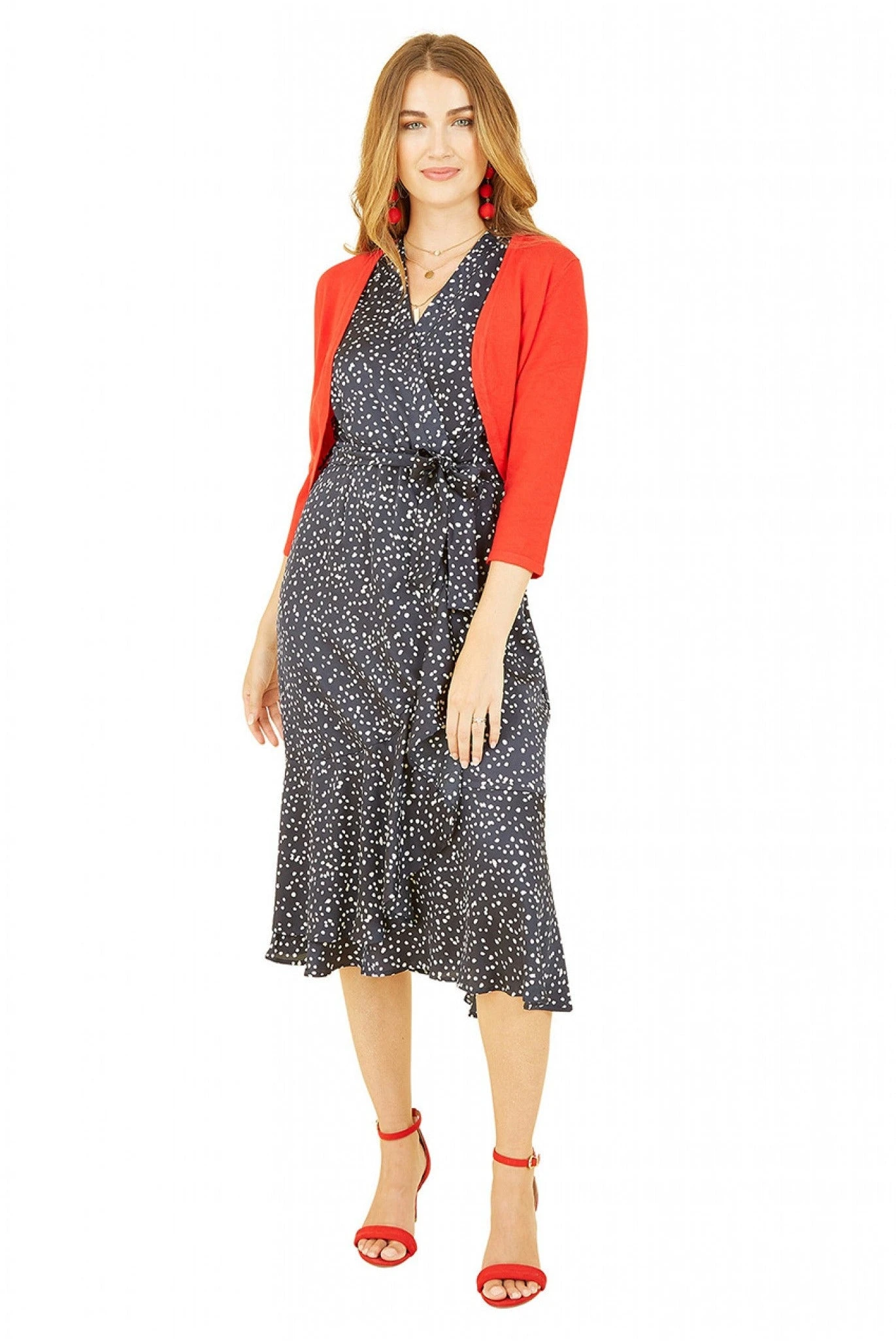 Yumi Red Knitted Curve Bolero 4 Yumi Red Knitted Curve Bolero - Image 2