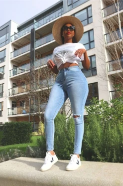 Setsofran London High Waist Shape Skinny Jeans Distressed