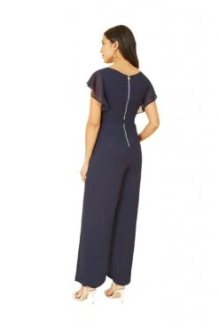 Yumi Navy Wrap Jumpsuit With Ruffle Sleeves -Liquorish || Yumi Shop biGELIbl 14828