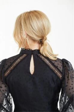 Double Second Black Polka Dot Organza Puff Sleeve Top -Liquorish || Yumi Shop dNfOTxAH 14401