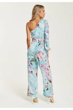 Liquorish Blue Abstract Print One Shoulder Jumpsuit -Liquorish || Yumi Shop delk1ihW 15646
