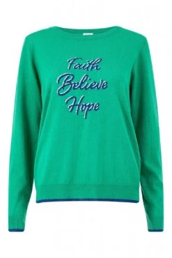 Yumi Faith Believe Hope Slogan Knitted Jumper -Liquorish || Yumi Shop dhedHmsq 14459