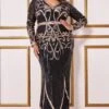 Goddiva Plus Sequin & Mesh Embroidered Maxi Dress - Black 1 Goddiva Plus Sequin & Mesh Embroidered Maxi Dress - Black -Liquorish || Yumi Shop e6CgsQE1 13098