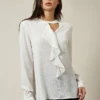 Hoxton Gal Oversize Top Ruffle Front Relax Fit Blouse White -Liquorish || Yumi Shop e7SMRibv 9374