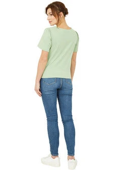 Yumi Green Button Tie Jersey T-shirt 5 Yumi Green Button Tie Jersey T-shirt - Image 3