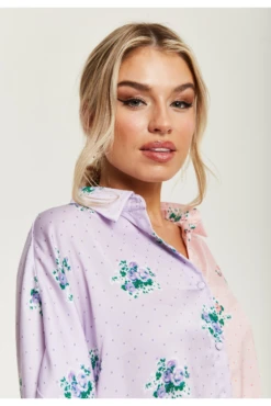 Liquorish Pink And Lilac Floral Print Shirt -Liquorish || Yumi Shop eh9HsGWF 15638