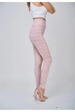 Yan Neo London The Hebe Blush Pink Ruched Suede-look Trouser -Liquorish || Yumi Shop fAAIyTNS 13038