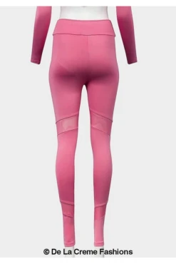 De La Creme Fashions Pink Mesh Panel Leggings -Liquorish || Yumi Shop fYhekUBq 9574