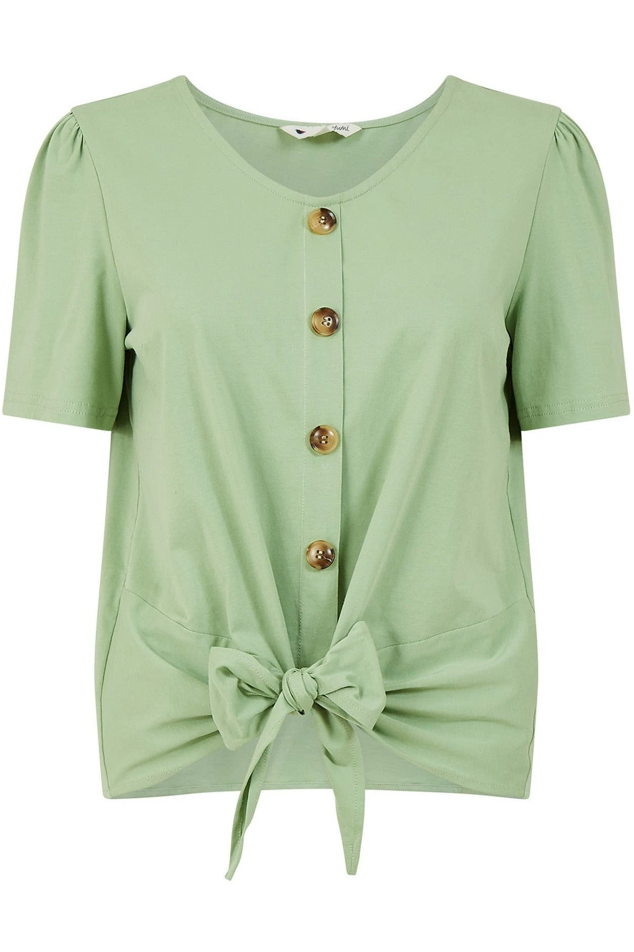 Yumi Green Button Tie Jersey T-shirt 6 Yumi Green Button Tie Jersey T-shirt - Image 4