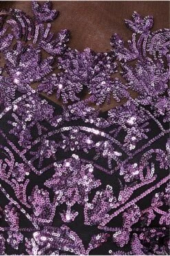 Goddiva Sequin Mesh Embroidered Maxi Dress - Purple -Liquorish || Yumi Shop g3WHQdFw 13287