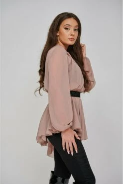 Yan Neo London The Sara Gathered Chiffon Pink Asymmetric Top -Liquorish || Yumi Shop gEnVjepz 6215