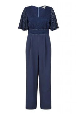 Yumi Navy Lace Bodice Jumpsuit With Kimono Sleeve -Liquorish || Yumi Shop gSYzqtrJ 14839