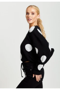 Liquorish White Polka Dot Jumper In Black -Liquorish || Yumi Shop gZPsil2h 13886