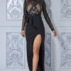 Goddiva Sequin Bodice With Front Frill Maxi - Black -Liquorish || Yumi Shop geu867HE 6150