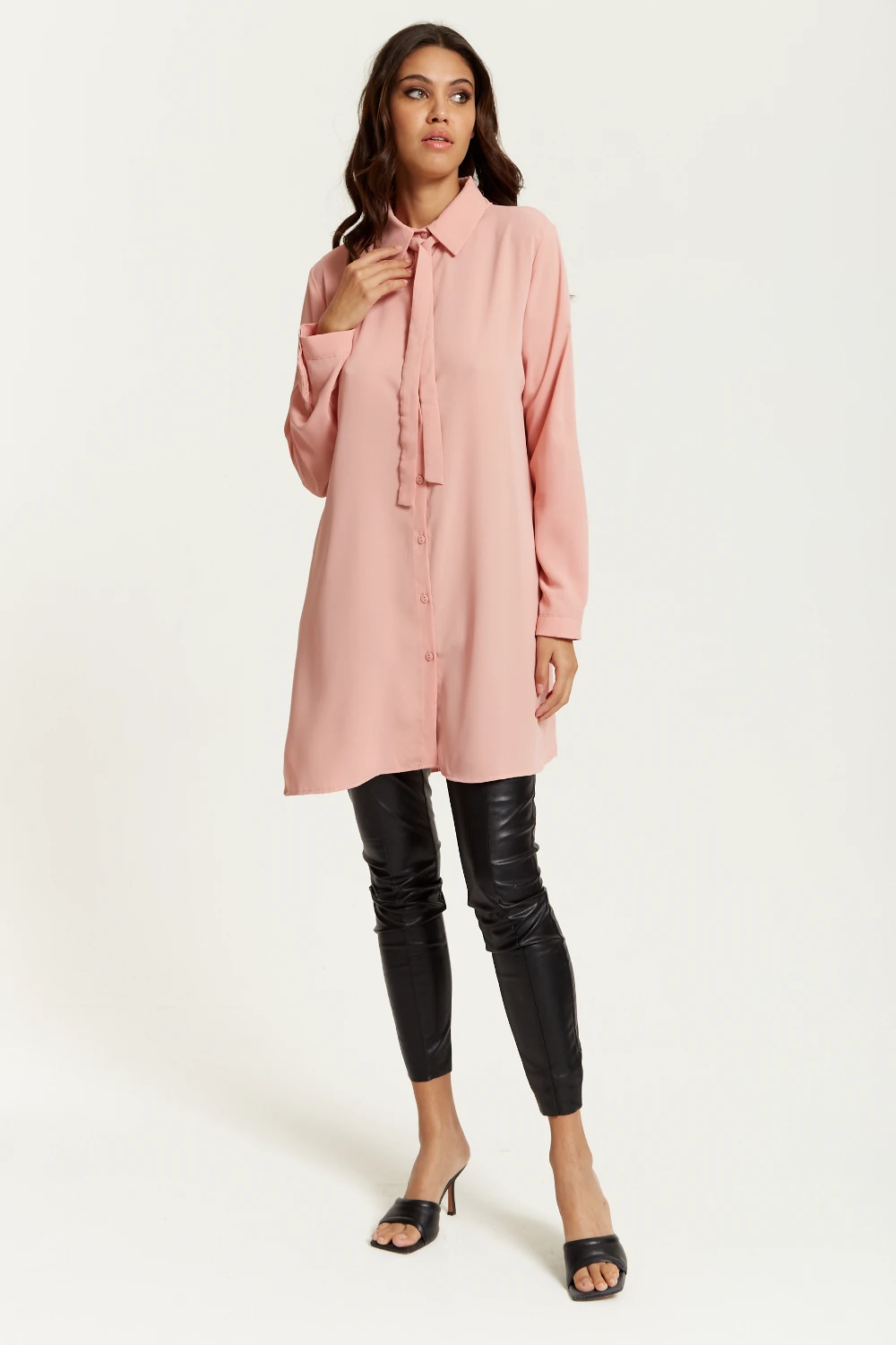 Hoxton Gal Oversized Tie Detailed Shirt Tunic 3 Hoxton Gal Oversized Tie Detailed Shirt Tunic