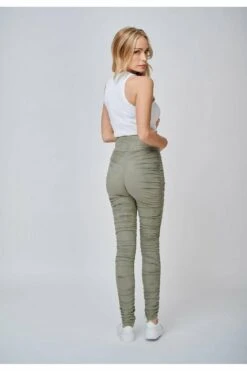 Yan Neo London The Hebe Khaki Ruched Suede-look Leggings -Liquorish || Yumi Shop h0tsXq4A 6221