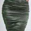 Goddiva Ruched Satin Mini Skirt - Khaki -Liquorish || Yumi Shop hMC8VyLI 11233