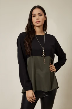 Hoxton Gal Long Sleeve Relaxed Fit Block Top With Necklace 18 Hoxton Gal Long Sleeve Relaxed Fit Block Top With Necklace -Liquorish || Yumi Shop hPCRc1lh 12093