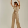 Dusty Pink Wide Leg Belted Jumpsuit | Beige 2 Dusty Pink Wide Leg Belted Jumpsuit | Beige -Liquorish || Yumi Shop hTVR03Yb 11543