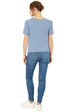 Yumi Blue Striped Jersey Button Detail Top -Liquorish || Yumi Shop i3BvMX3t 14889